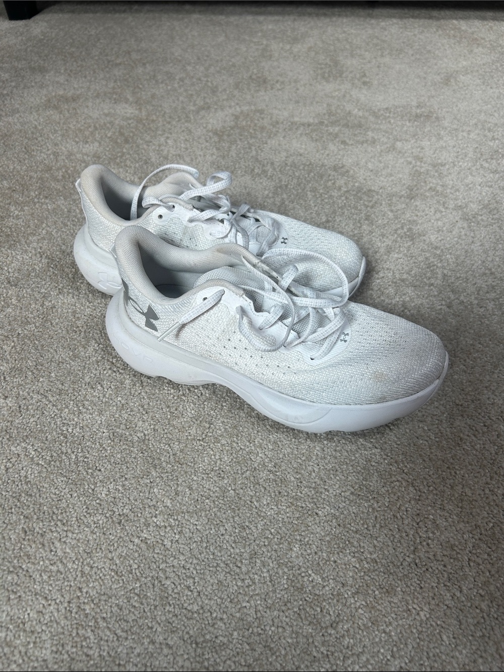 Under Armour Womens White Knit Lace-Up Sneakers